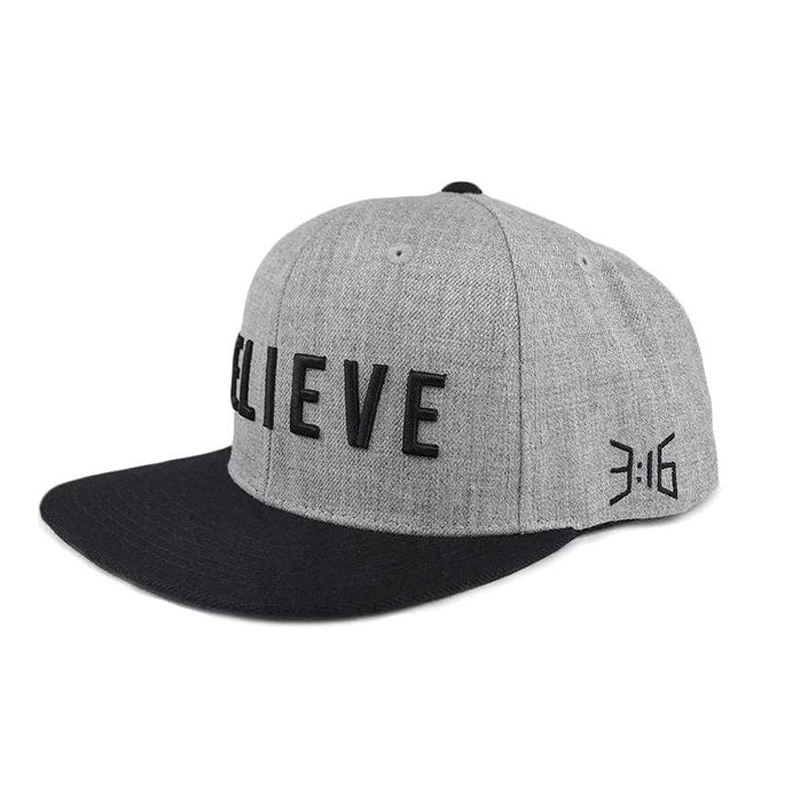 Believe Snapback Hat - Gray