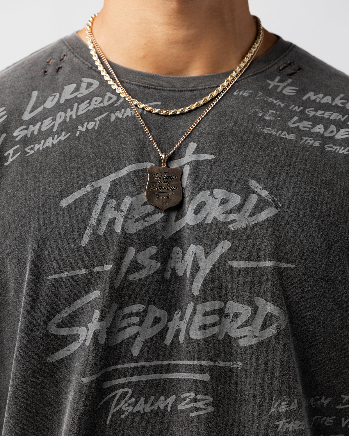 316collection Lux Psalm 23 Distressed Oversized Tee - Black