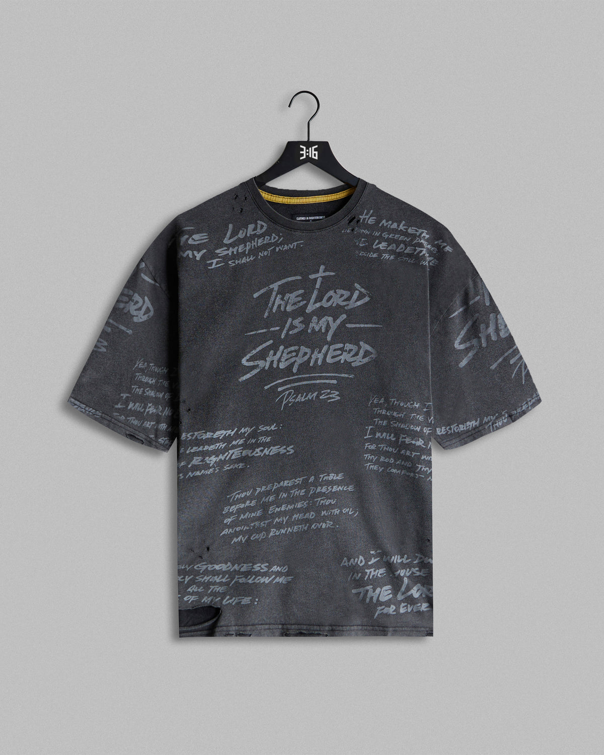 316collection Lux Psalm 23 Distressed Oversized Tee - Black