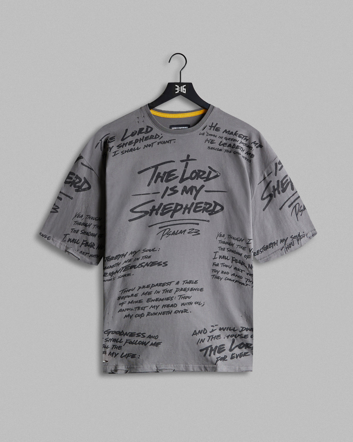 316collection Lux Psalm 23 Distressed Oversized Tee - Smoked Pearl