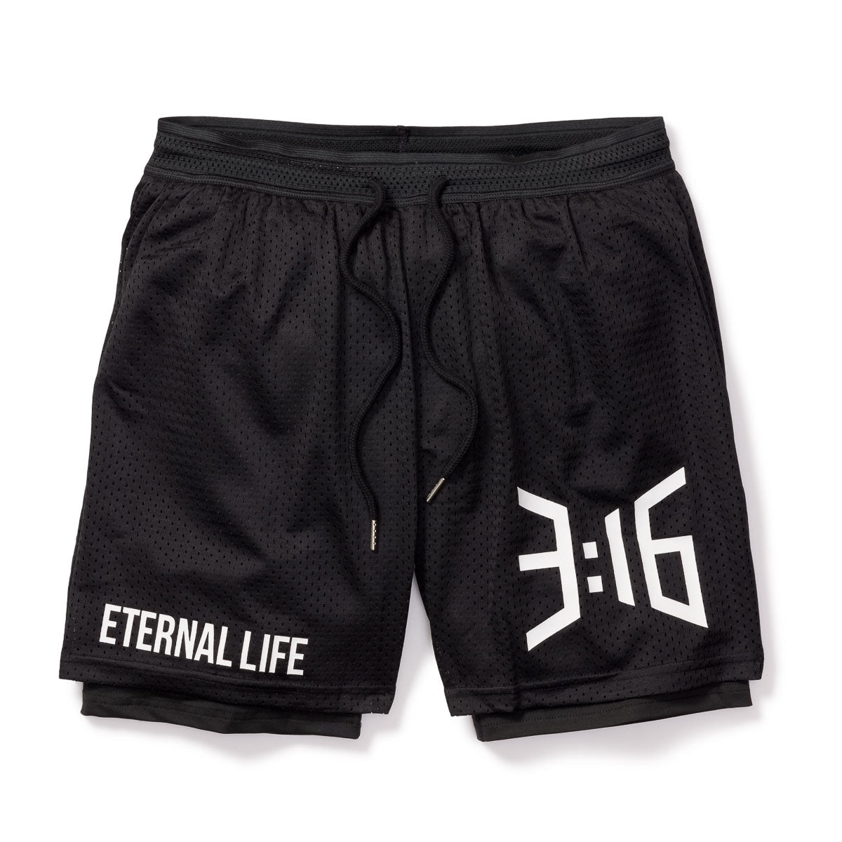 3:16 Eternal Life - Double Layer Athletic Short - Black