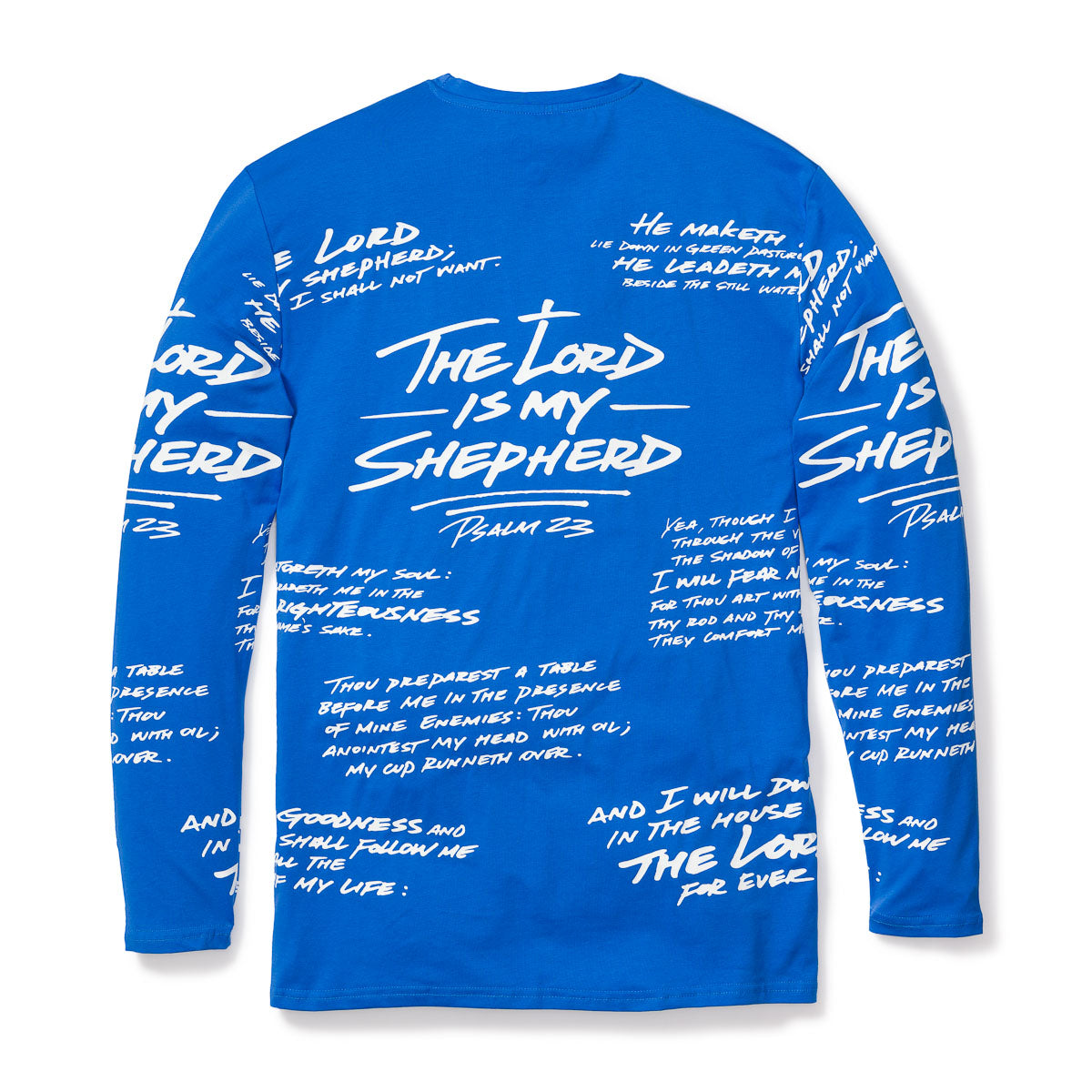 PSALM 23 - ALL OVER PREMIUM TEE - LONG SLEEVE - ROYAL BLUE