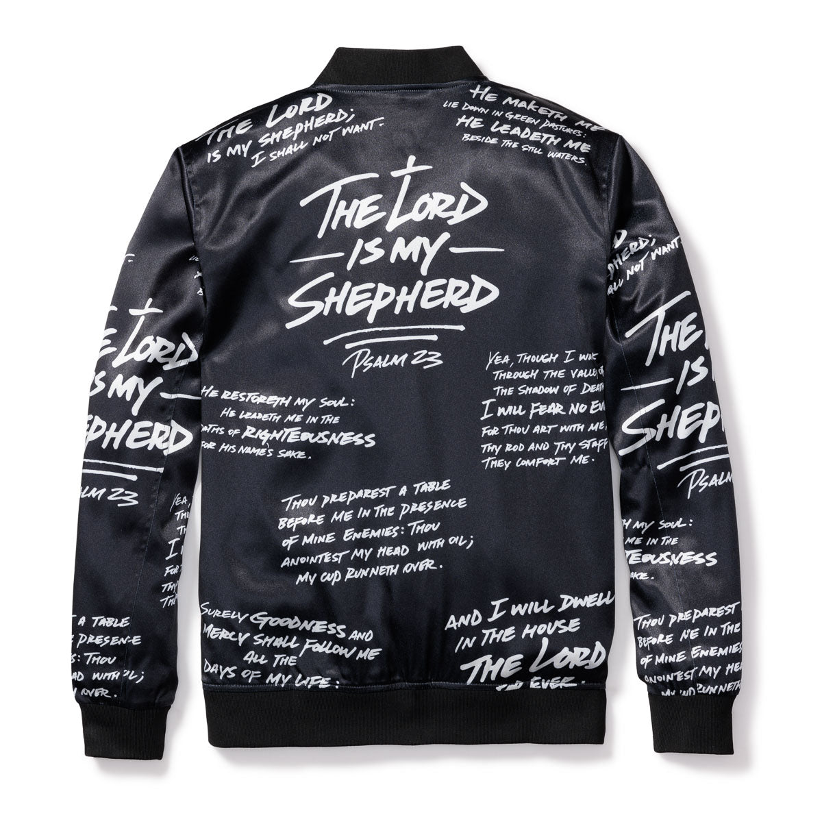 Psalm 23 Bomber Jacket - SATIN BLACK