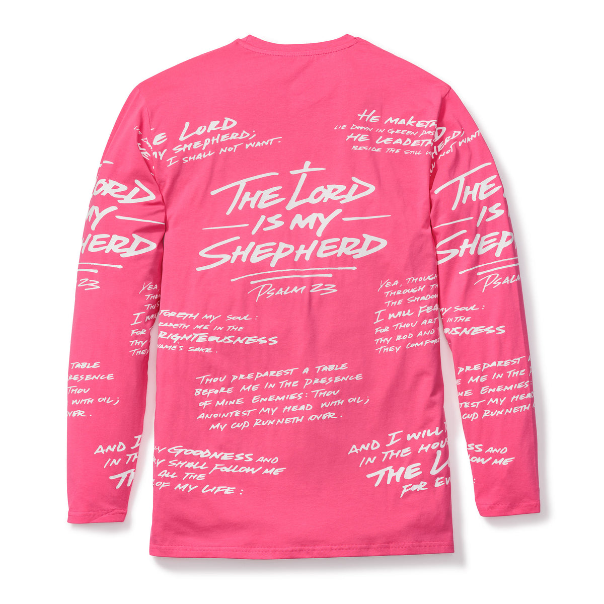 PSALM 23 - ALL OVER PREMIUM TEE - LONG SLEEVE - PINK