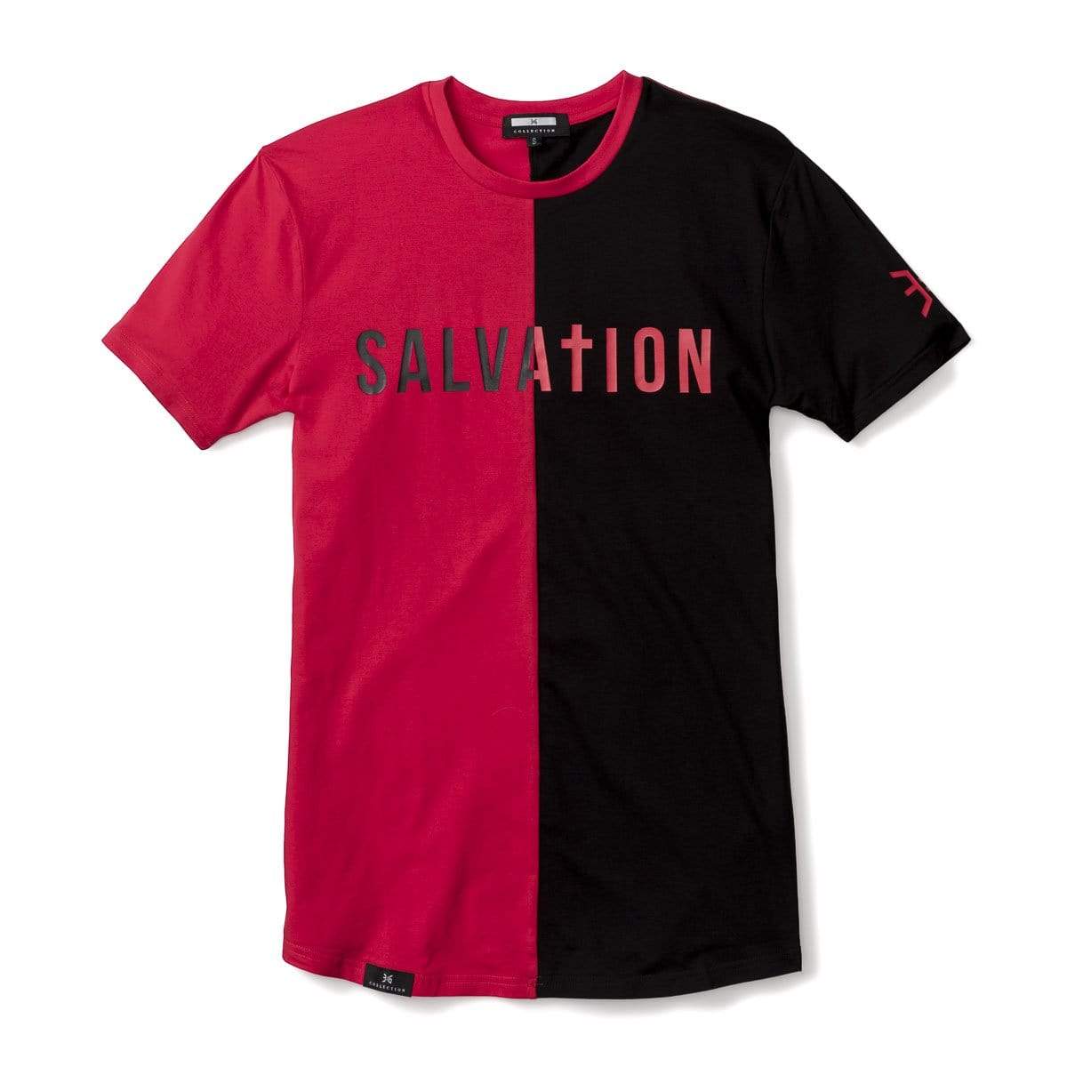 3:16 Collection Apparel Salvation Vertical Block Swoop Tee - Black and Red