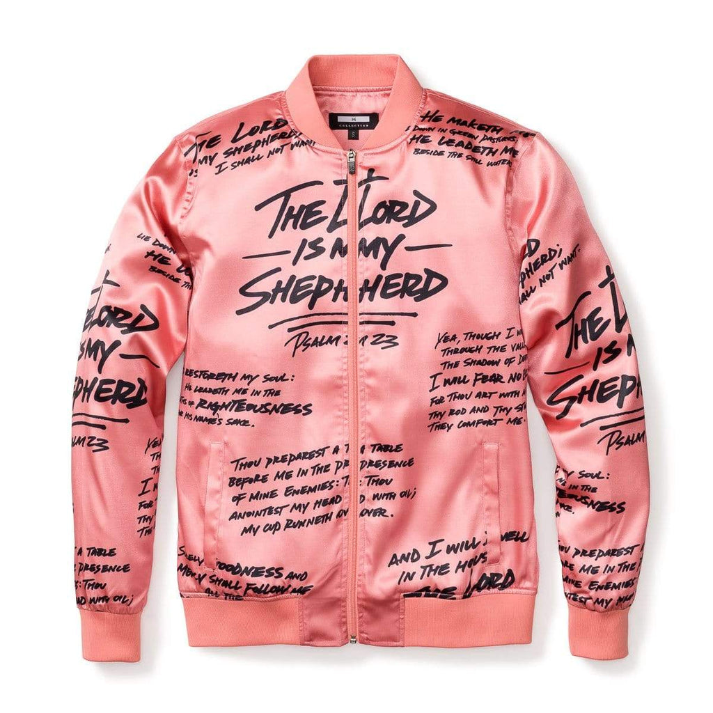 Psalm 23 Rose Gold Bomber Jacket Black Writing 316collection
