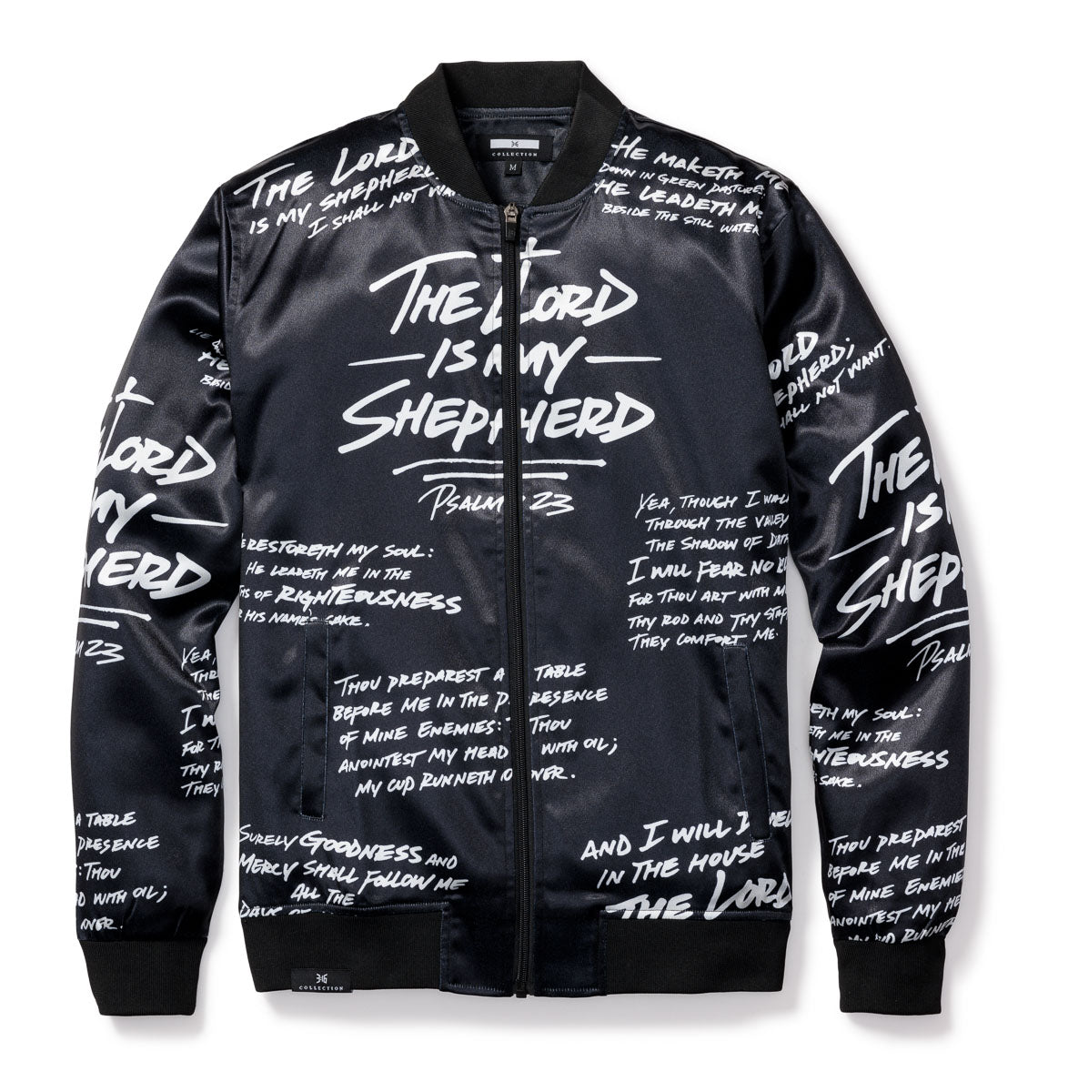 3:16 Collection Jacket Psalm 23 Bomber Jacket - Satin Black