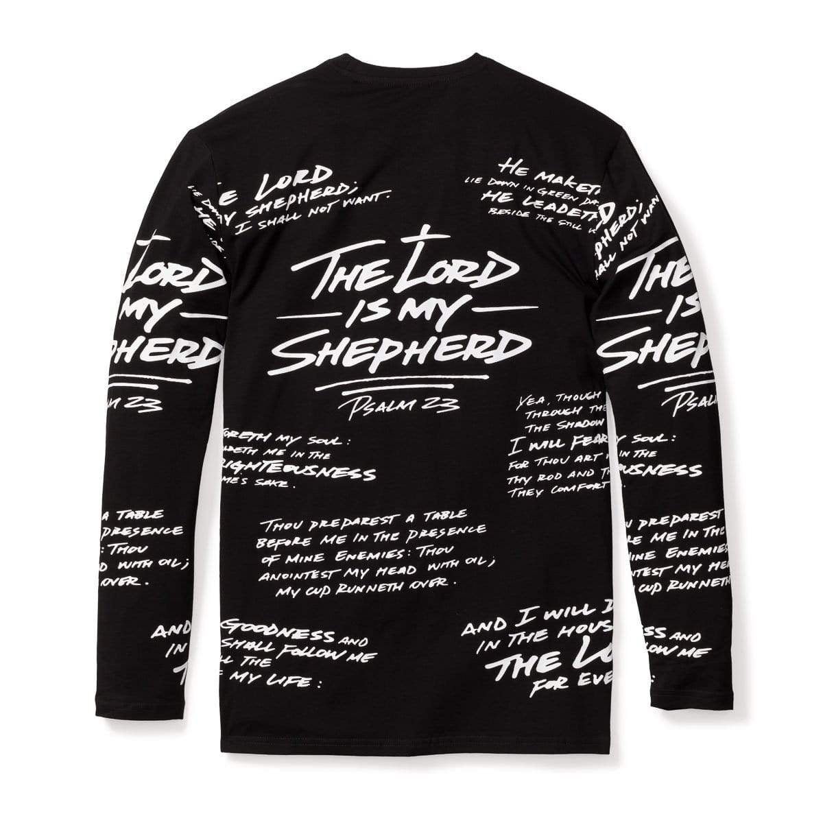 316collection T-Shirt PSALM 23 - ALL OVER LONG SLEEVE - BLACK/WHITE