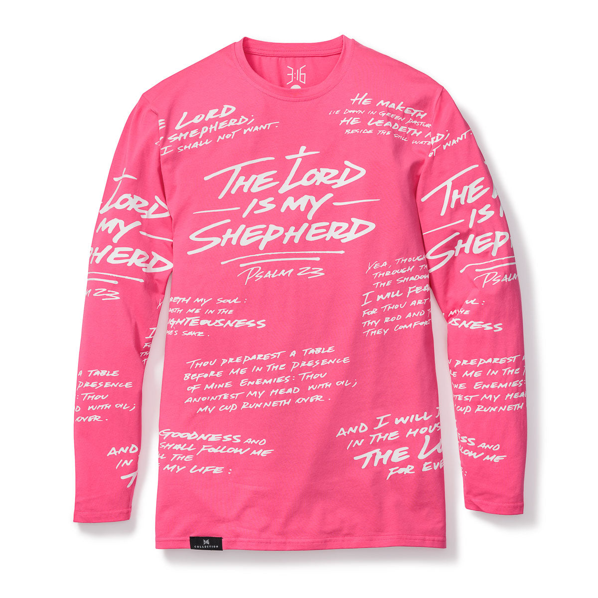 316collection T-Shirt PSALM 23 - ALL OVER LONG SLEEVE - PINK
