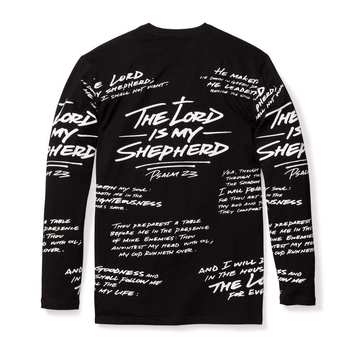 316collection T-Shirt XS PSALM 23 - ALL OVER PREMIUM TEE - LONG SLEEVE - BLACK/WHITE