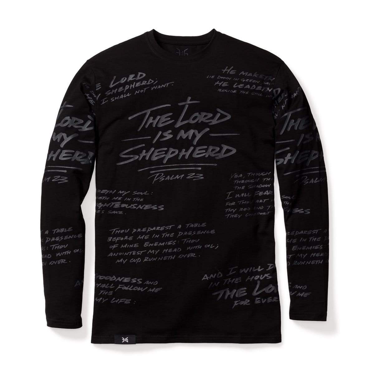 316collection T-Shirt XS PSALM 23 - ALL OVER LONG SLEEVE - BLACKOUT EDITION