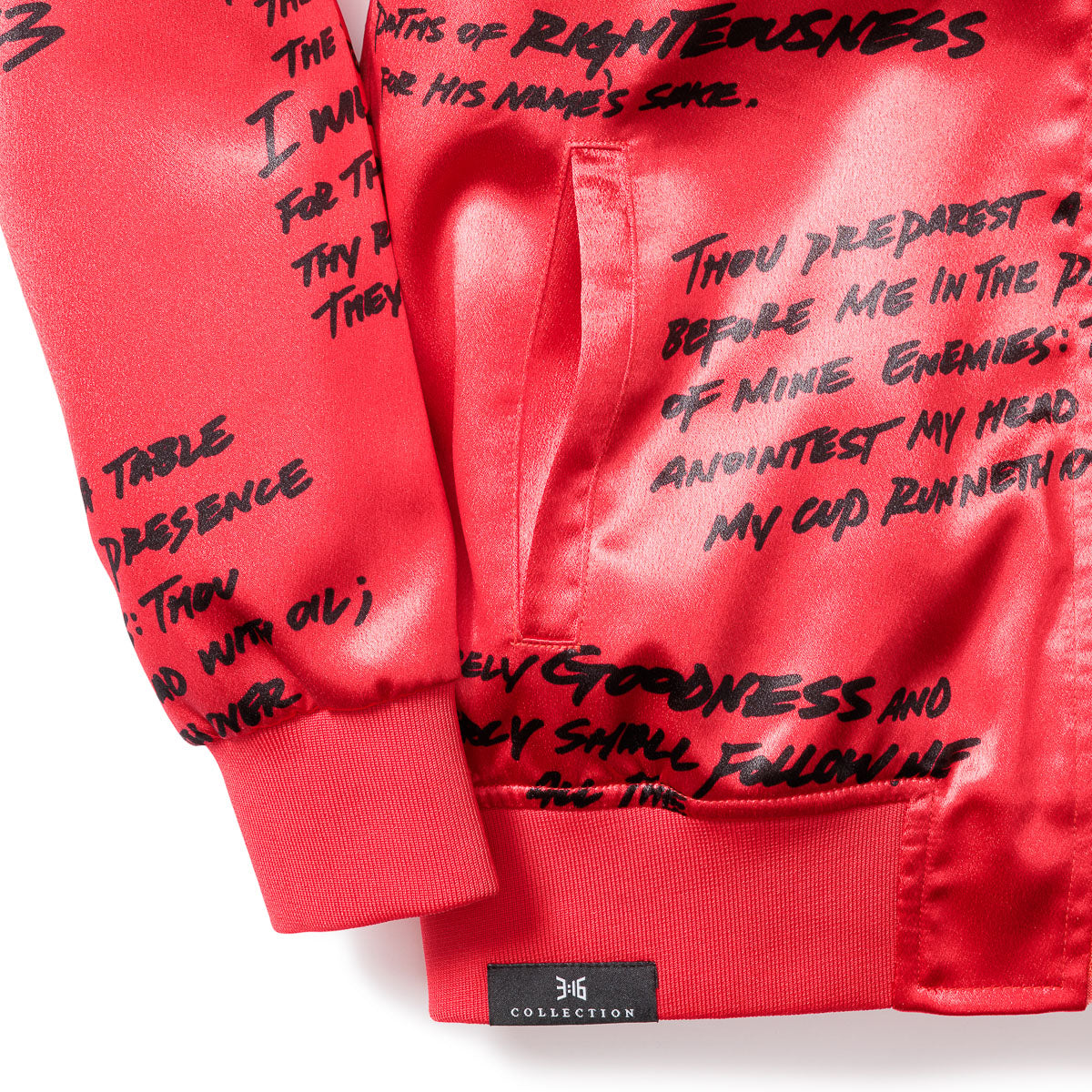 Psalm 23 Bomber Jacket - Satin Red - Limited Edition