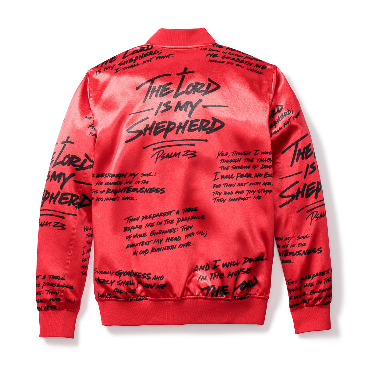 Psalm 23 Bomber Jacket - Satin Red - Limited Edition